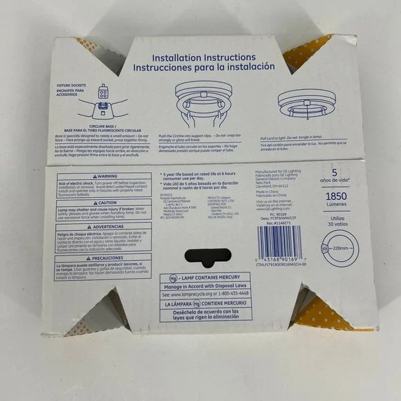 GE 9 Inch Kitchen‎ & Bath Warm White FC9 T9 Circline Fluorescent Light Bulb 30W - Picture 5 of 9